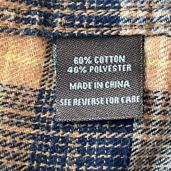 Mountain Ridge Explore Life Men's Long Sleeve Orange Navy Plaid Shirt XL Buttons - Picture 7 of 9